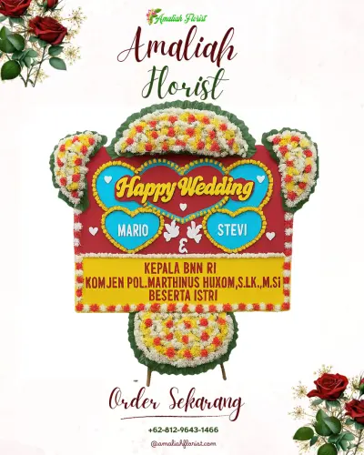 Karangan Papan Bunga Pernikahan di Suradadi